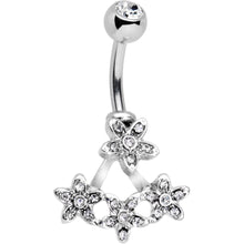 Clear Gem Field of Flowers Dangle Belly Ring