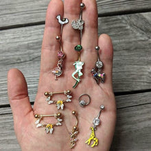 Clear Black Gem Ducky Belly Ring