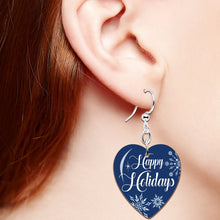 Happy Holidays Snowflake Heart Fishhook Dangle Earrings