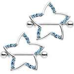 21mm Aqua Gem Hollow Star Nipple Shield Set