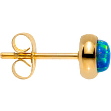 Green Synthetic Opal Gold IP 316L Surgical Steel Stud Earrings