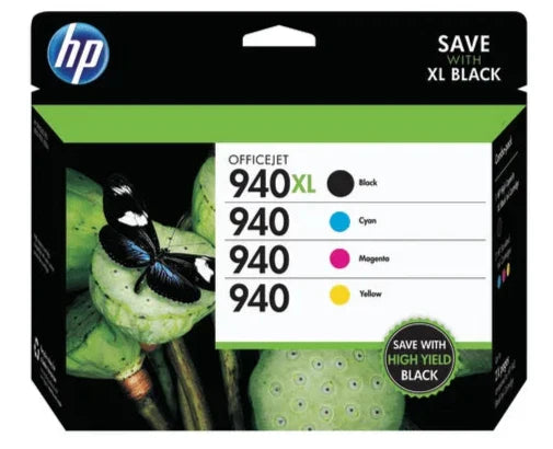 New, Pre-Owned - HP 940XL Black and 940 Color Combo 4.PK Inkjet Cartridge, CZ143FN