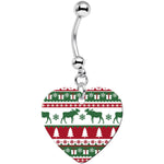Ugly Christmas Sweater Heart Dangle Belly Ring