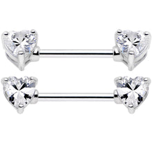 14G 9/16 Multi Color Heart Gem Barbell Nipple Ring Pack Set of 6