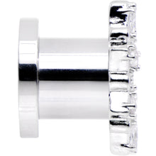 0G Clear Gem Flower Frame Screw Fit Tunnel Plug Set