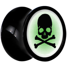 Black Acrylic Green Black Skull Saddle Plug Set 0G