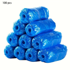 100-Pack: Disposable Plastic Shoe Covers – Waterproof & Slip-Resistant