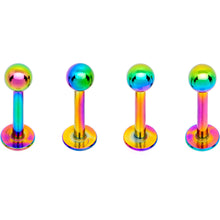 16G 5/16 Rainbow Black PVD Pack Set of 12 Labret Monroe