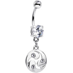 Clear CZ Gem Triskele Spiral Dangle Belly Ring