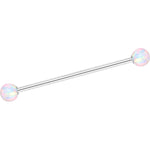 14G White 5mm Synthetic Opal Ball Industrial Barbell 32mm