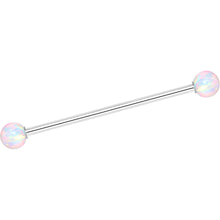 14G White 5mm Synthetic Opal Ball Industrial Barbell 32mm