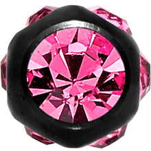 Pink CZ Gem Studded Black Barbell Tongue Ring