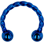 16G 5/16 Blue IP Seriously Twisted Horseshoe Circular Barbell
