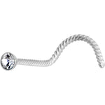 Clear 2mm Gem Inlay Twisted Left Nose Screw
