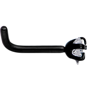 18G 1/4 Clear Star 3mm CZ Gem Black IP L-Shape Nose Ring