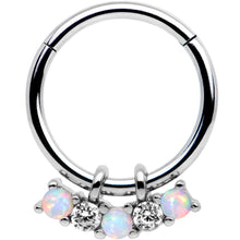 16G 3/8 White Synthetic Opal Dazzle Hinged Segment Ring