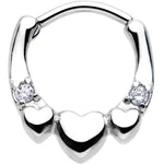 16G 5/16 Clear Gem Hearty Hug Hearts Septum Clicker