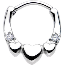 16G 5/16 Clear Gem Hearty Hug Hearts Septum Clicker