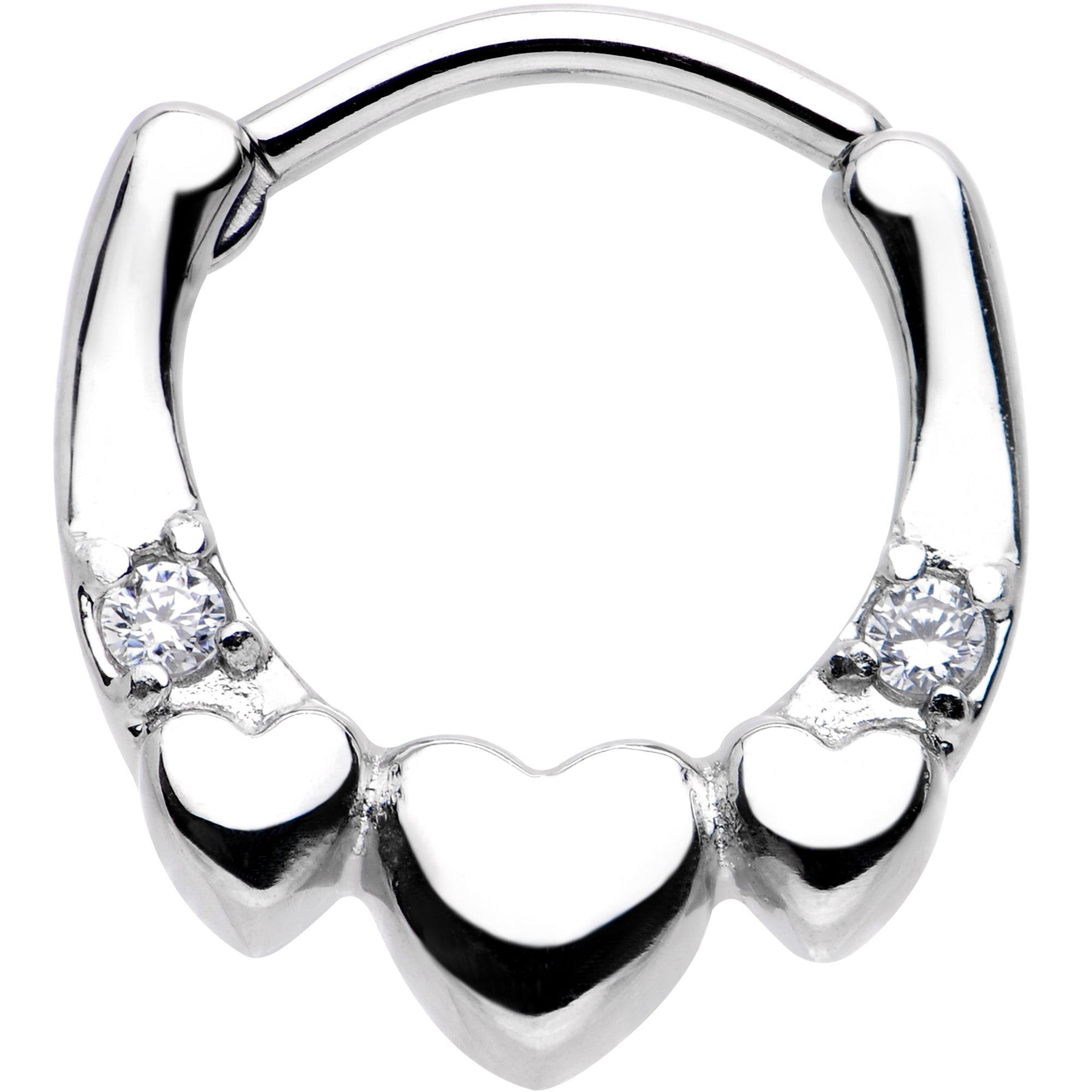 16G 5/16 Clear Gem Hearty Hug Hearts Septum Clicker