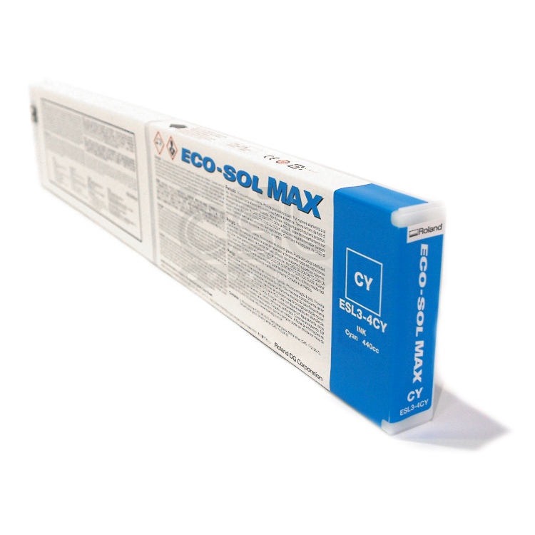 New, Pre-Owned - Roland Eco-Sol Max ESL3-4CY Solvent Ink Cartridge 440ml Cyan