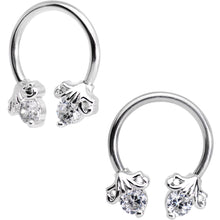 16G Clear CZ Gem Flower Horseshoe BCR Captive Ring Set of 4
