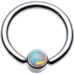 14G 3/8 White Faux Opal 4mm Disc BCR Captive Ring
