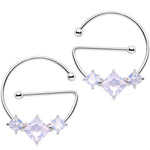 14G 5/8 Aurora Gem Glam Trio Universal Nipple Ring Set