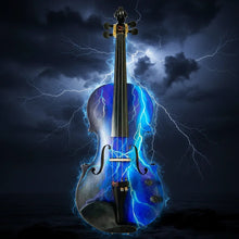 Electric Blue Lightning Violin | Electric-Acoustic with Machine Head Pegs & Carbon Bow
