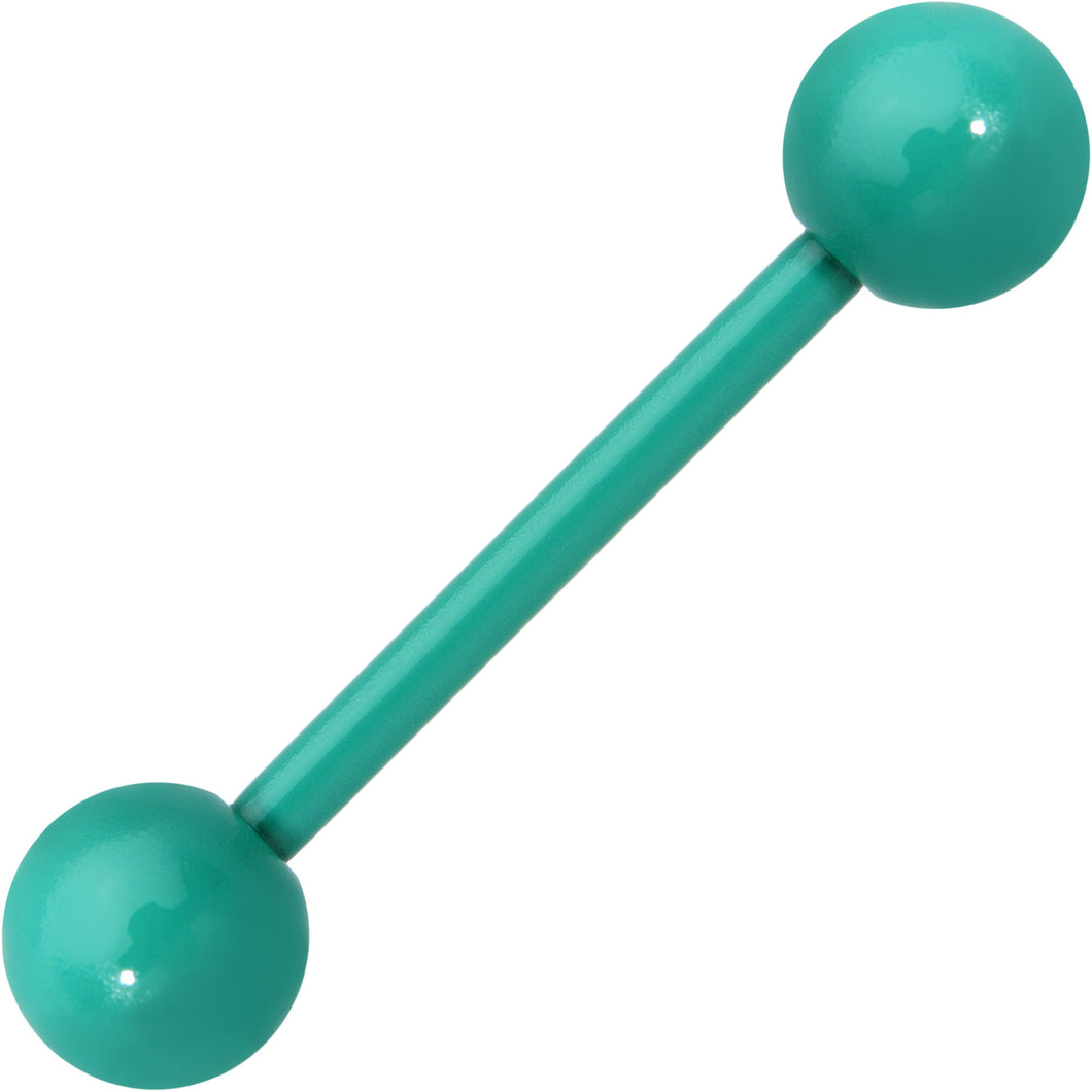 14G 5/8 Green Acrylic Over Steel Barbell Tongue Ring