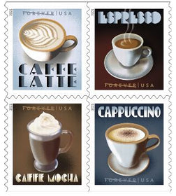 USPS Espresso Drinks Forever stamp designs
