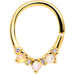 16G White Synthetic Opal Gold Tone Perfect Pairing Seamless Ring
