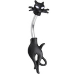 Clear Gem Sleek Black Cat Double Mount Belly Ring