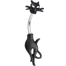 Clear Gem Sleek Black Cat Double Mount Belly Ring