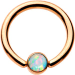 14G 3/8 White Faux Opal Rose Gold IP BCR Captive Ring