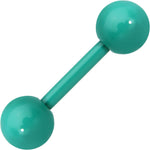 14G 9mm Green Acrylic Over Steel 6mm Ball Straight Barbell