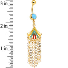 Yellow Blue Red Orb Gold Plated Fancy Fan Chandelier Dangle Belly Ring