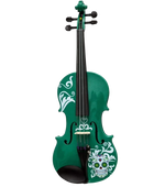 Cinco de Mayo Emerald Green Violin Outfit | Sugar Skull Design & Carbon Fiber Bow