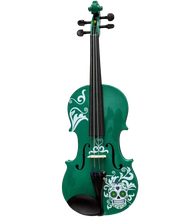 Cinco de Mayo Emerald Green Violin Outfit | Sugar Skull Design & Carbon Fiber Bow