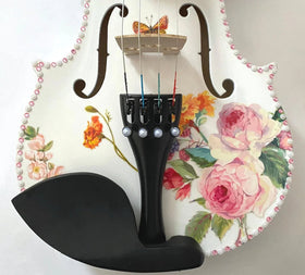 Floral Delight Violin Outfit | 1/2 Size, Crystal Pink Border & Pearl Fine Tuners