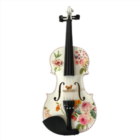 Floral Delight Violin Outfit | 1/2 Size, Crystal Pink Border & Pearl Fine Tuners