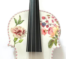 Floral Delight Violin Outfit | 1/2 Size, Crystal Pink Border & Pearl Fine Tuners