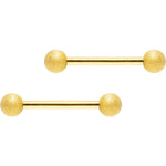 Gold Color PVD Sandblasted Barbell Nipple Ring Set