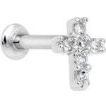 5/16 Clear CZ Internally Threaded Cross Labret Monroe