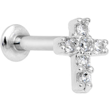 5/16 Clear CZ Internally Threaded Cross Labret Monroe