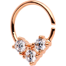 16G Clear CZ Rose Gold Tone Triple Triangle Circular Ring