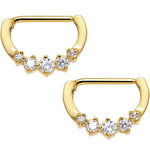 Clear Gold PVD Glam Nipple Clicker Set Created with Crystals