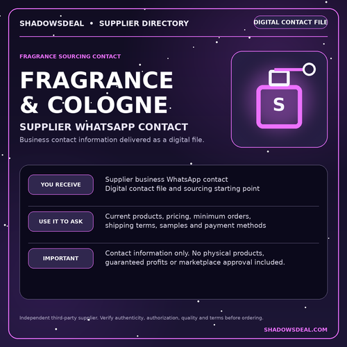 Fragrance and cologne supplier WhatsApp contact digital file from ShadowsDeal