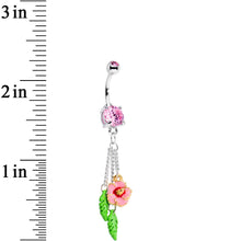 Pink Gem Pretty Pink Garden Rose Flower Dangle Belly Ring