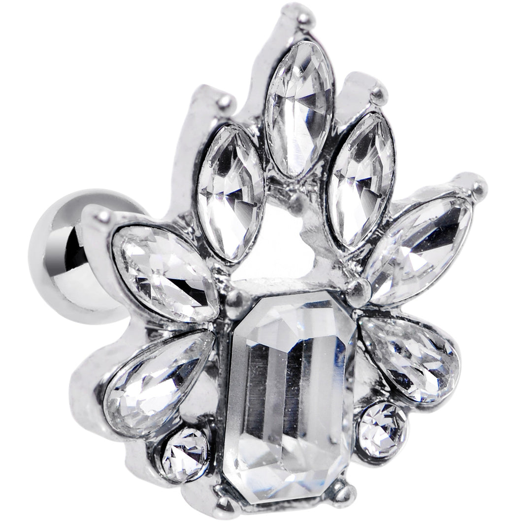 16G 1/4 Clear Gem Flower Tiara Amulet Cartilage Tragus Earring