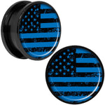 Blue American Flag Black Anodized Screw Fit Plug Set 20mm